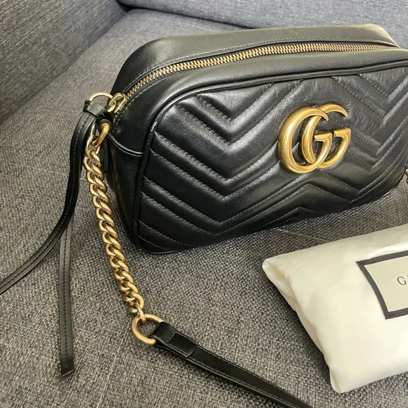 GUCCI GG Marmont small matelassé camera bag black - Picture 7 of 15